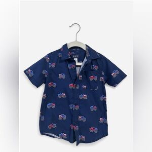 Kids Navy Shirt with Car Print -4T